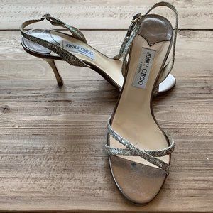Jimmy Choo India Champagne Glitter Sandals